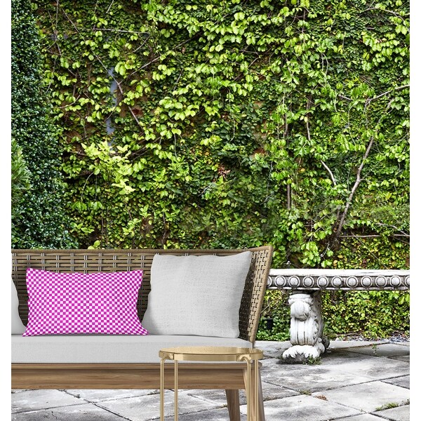 CHECKER BOARD FUSCHIA Indoor Outdoor Lumbar Pillow By Kavka